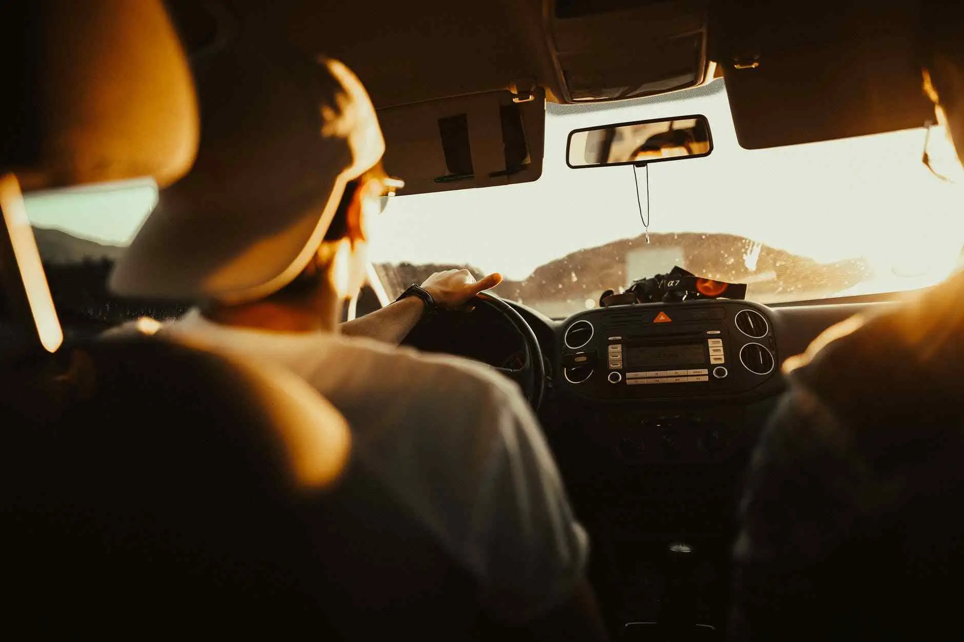 Driver's perspective in car, safe driving and back to school tips