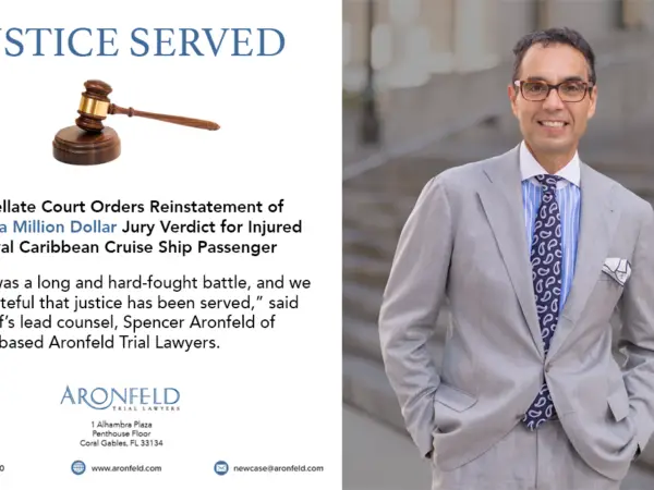 Appellate Court Orders Reinstatement of 2/3 of a Million Dollar Jury Verdict for Injured Royal Caribbean Passenger