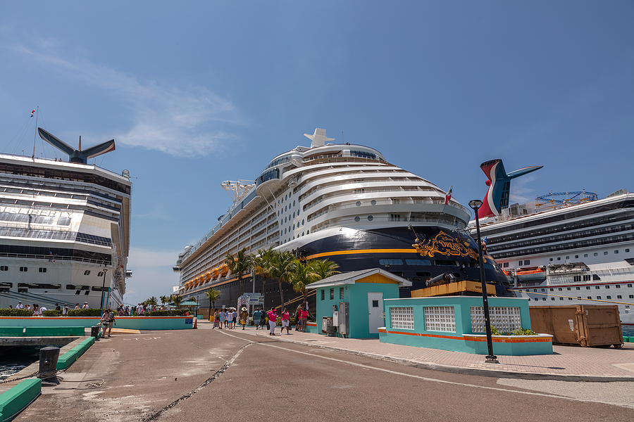 nassau, bahamas may 14, 2019: disney dream cruise ship docked