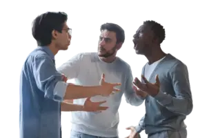 emotional young guys having quarrel