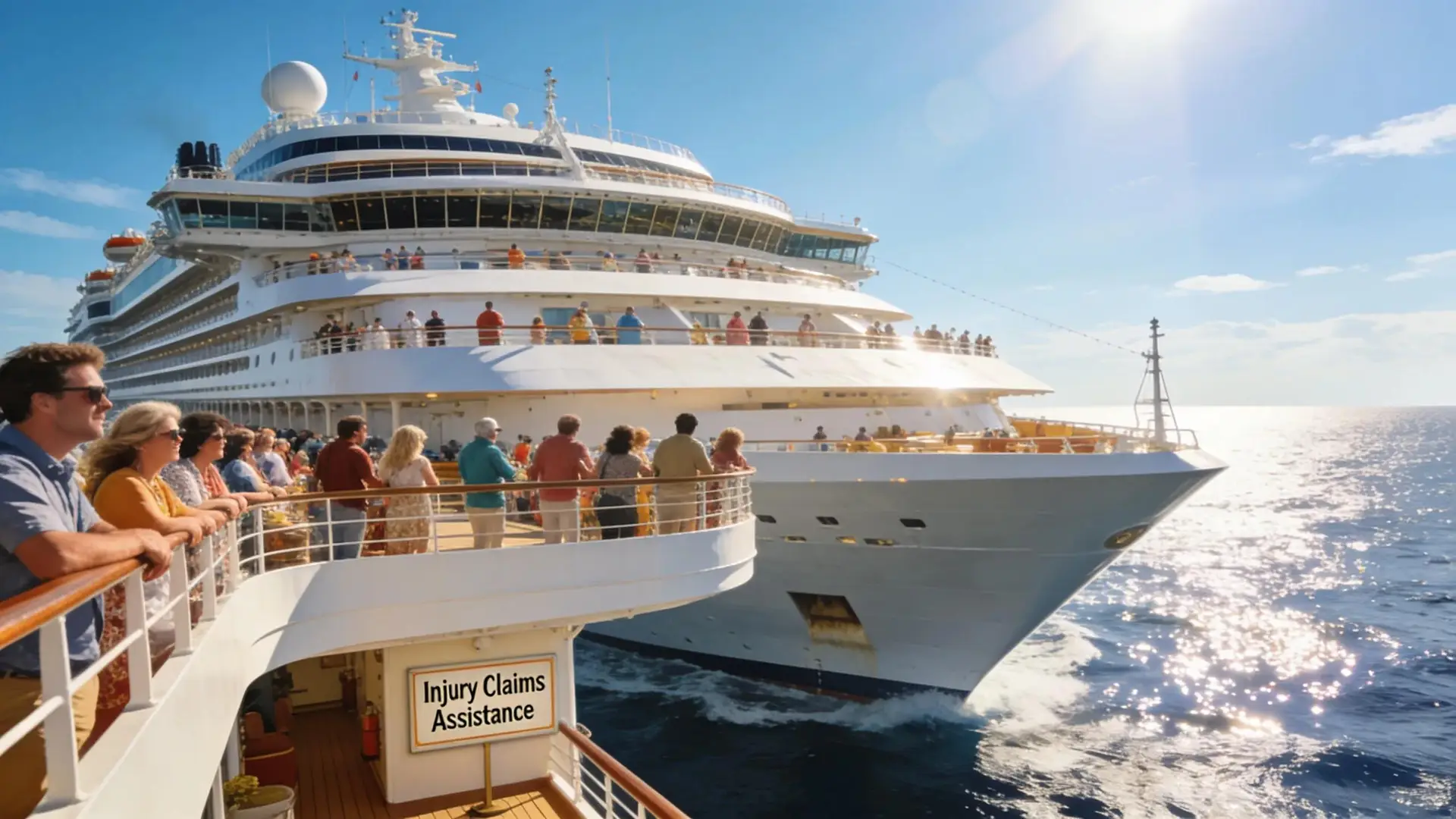 Large cruise ship sailing on the ocean, illustrating cruise ship injury claims and maritime law