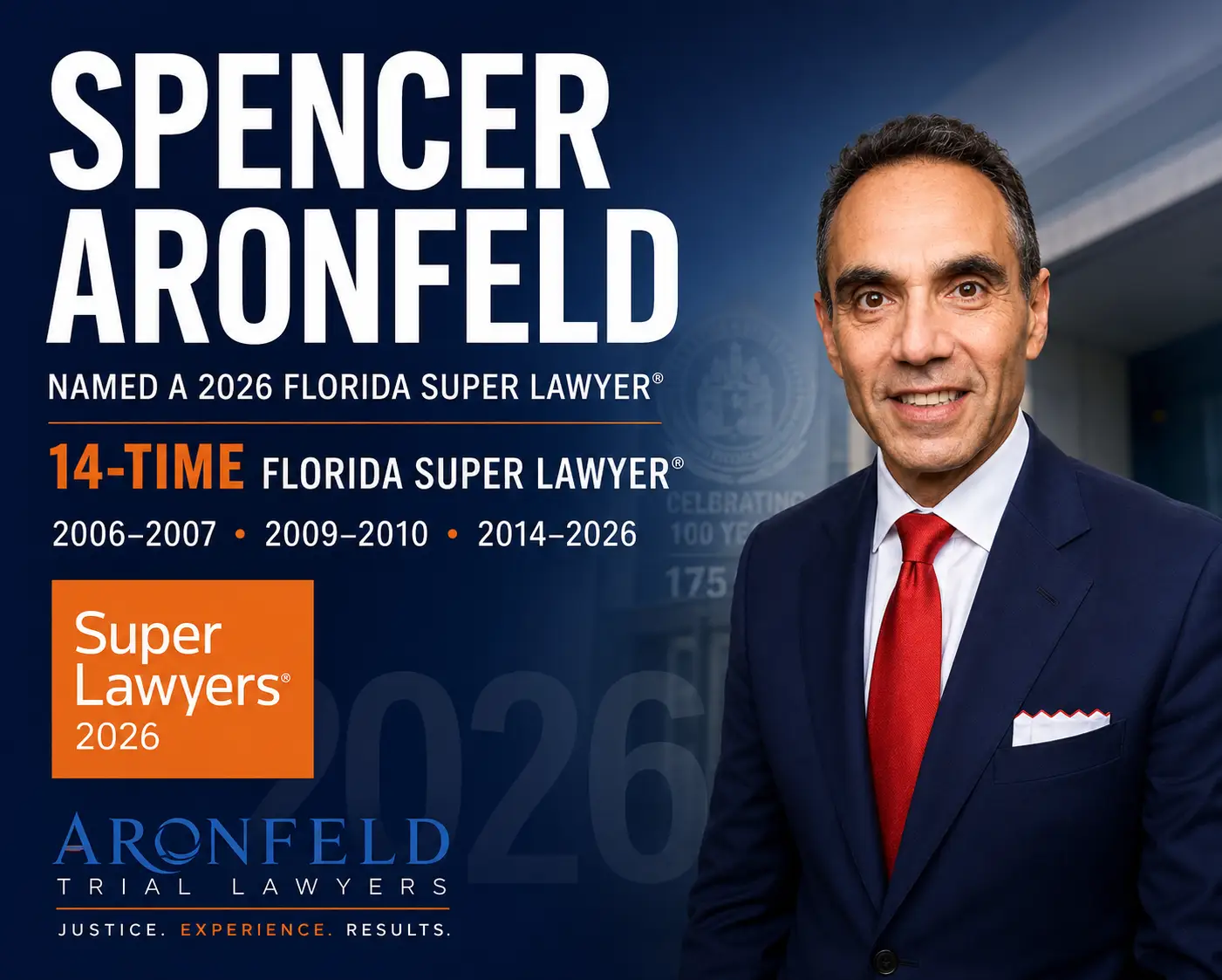 Spencer Aronfeld, 2026 Florida Super Lawyer, maritime personal injury attorney and Aronfeld Trial Lawyers founder.