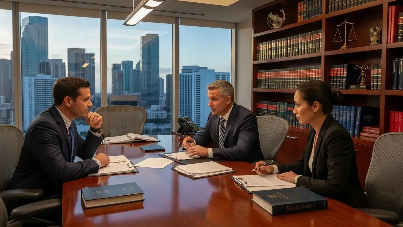 Experienced premises liability attorneys at Aronfeld Trial Lawyers in Coral Gables, Florida, discussing a client’s