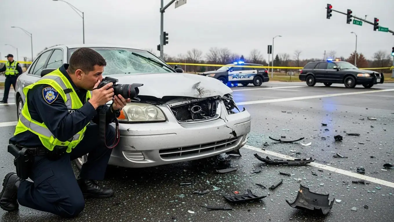Individual documenting an accident scene with photographs for a personal injury claim