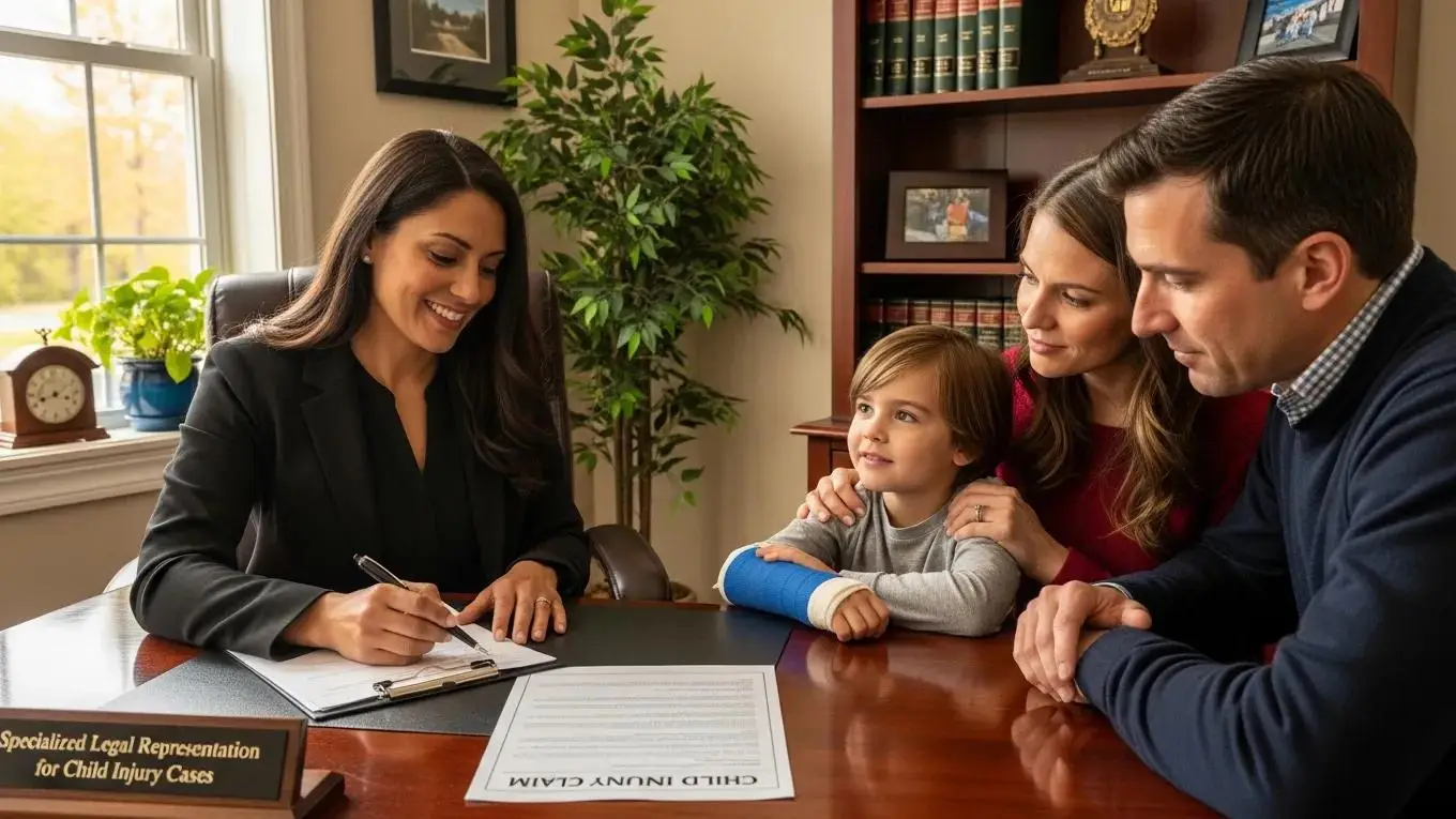 Lawyer providing specialized legal support to a family in a child injury case